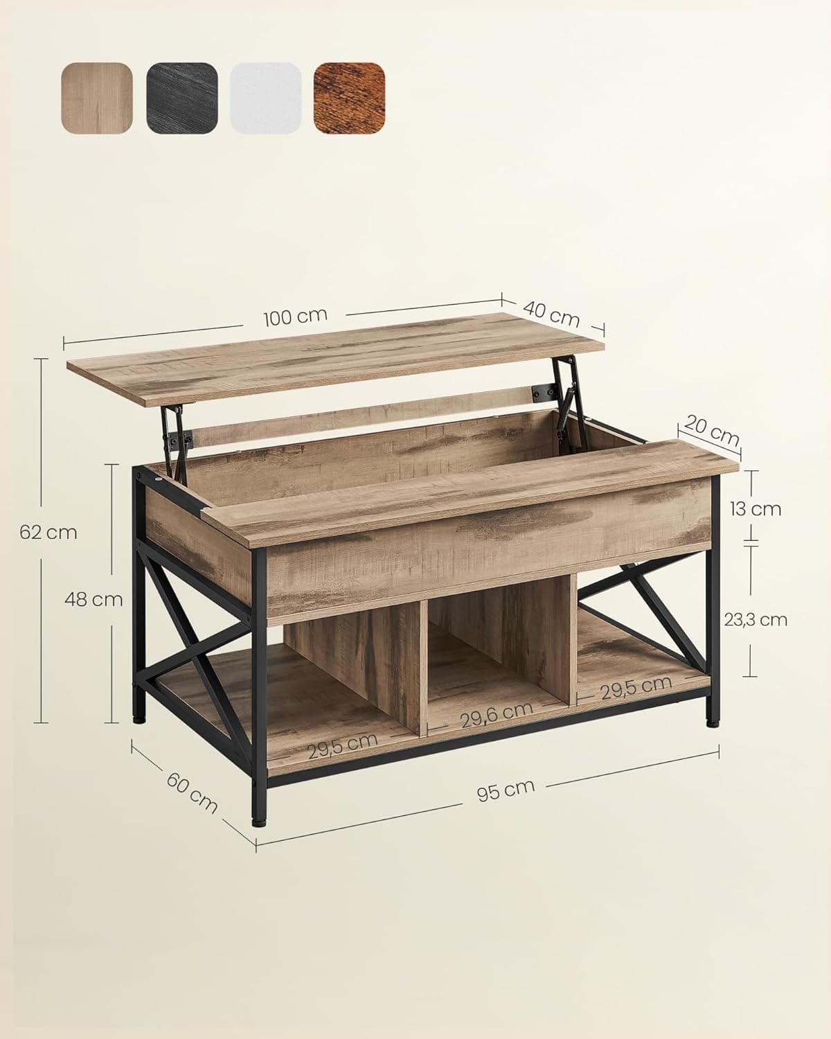 Lift‑Top Coffee Table with Storage - Thumbnail 2