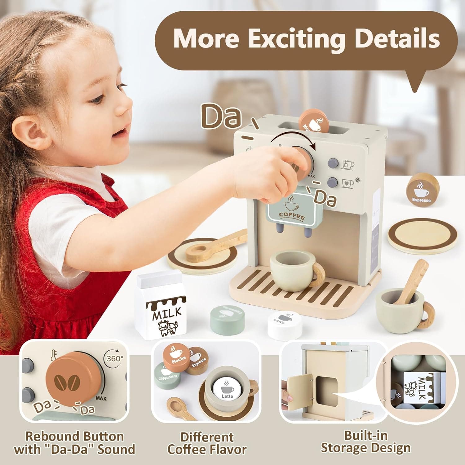 Airlab Wooden Coffee Maker Play Set - Thumbnail 3