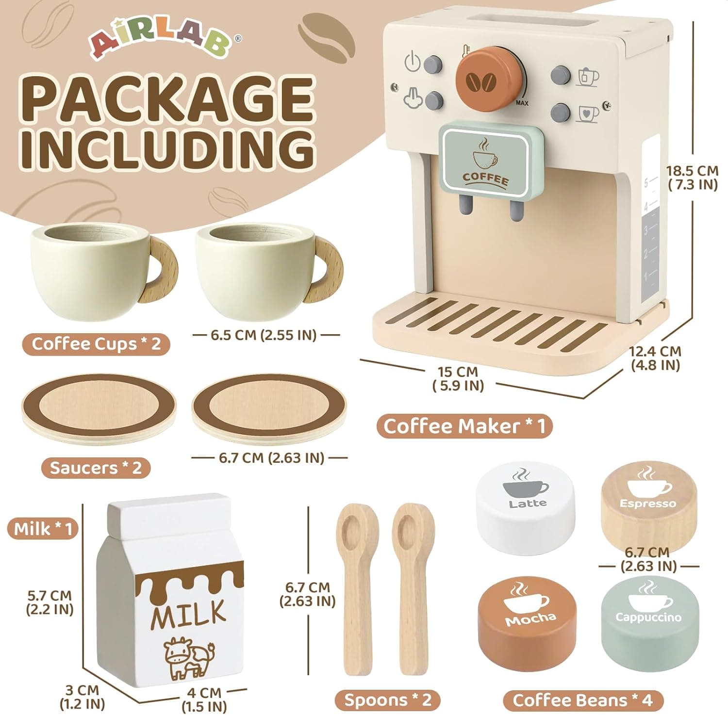 Airlab Wooden Coffee Maker Play Set - Thumbnail 2