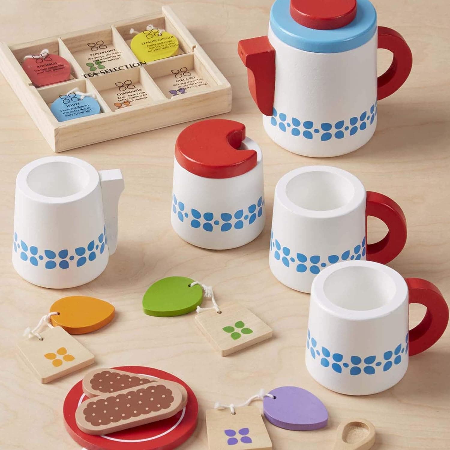 Melissa & Doug Steep & Serve Wooden Pretend Tea Set – 30 Pieces - Thumbnail 2