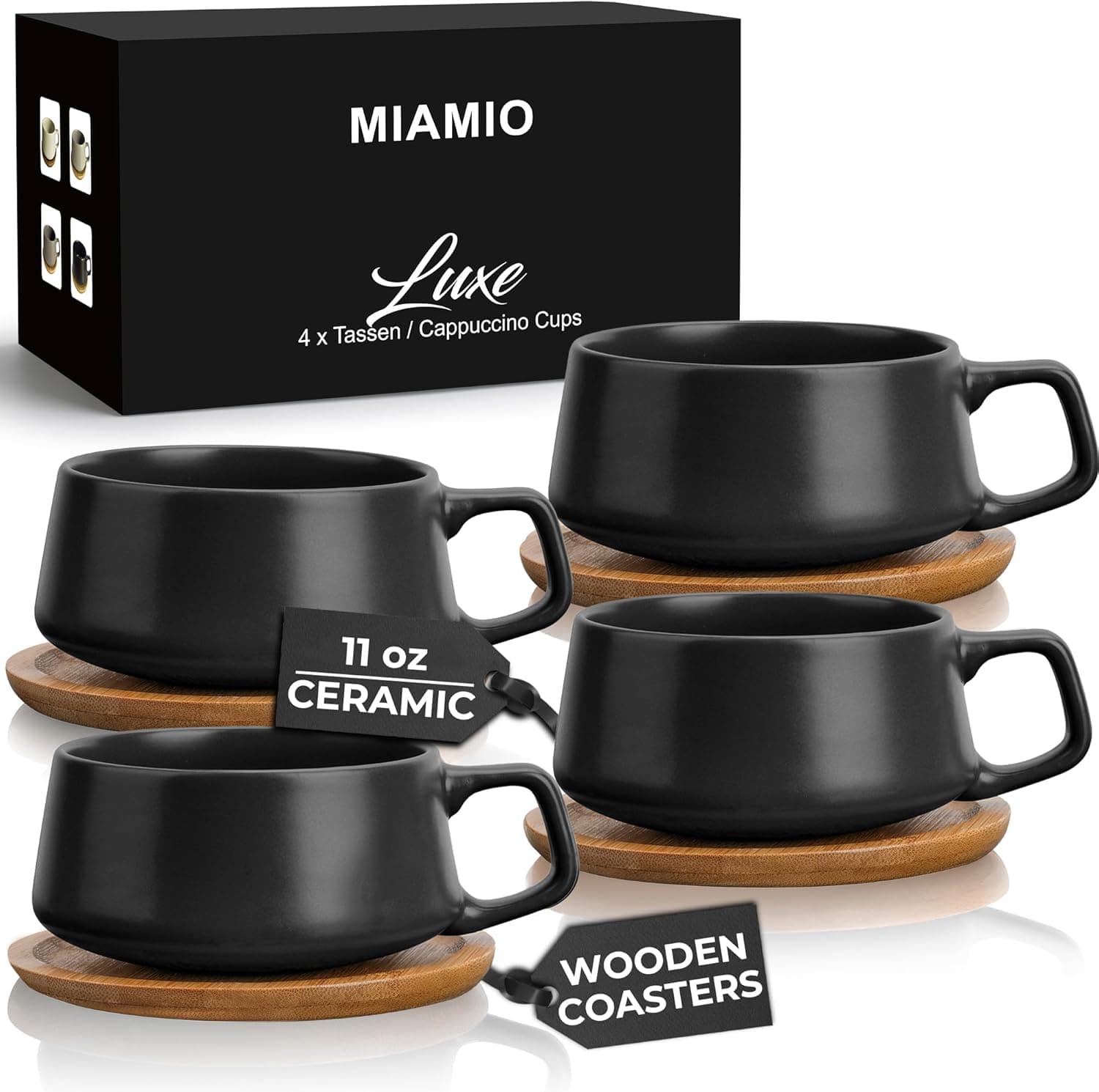 Set of 4 Ceramic Tea Cups and Saucers - Eco-friendly coffee cups product