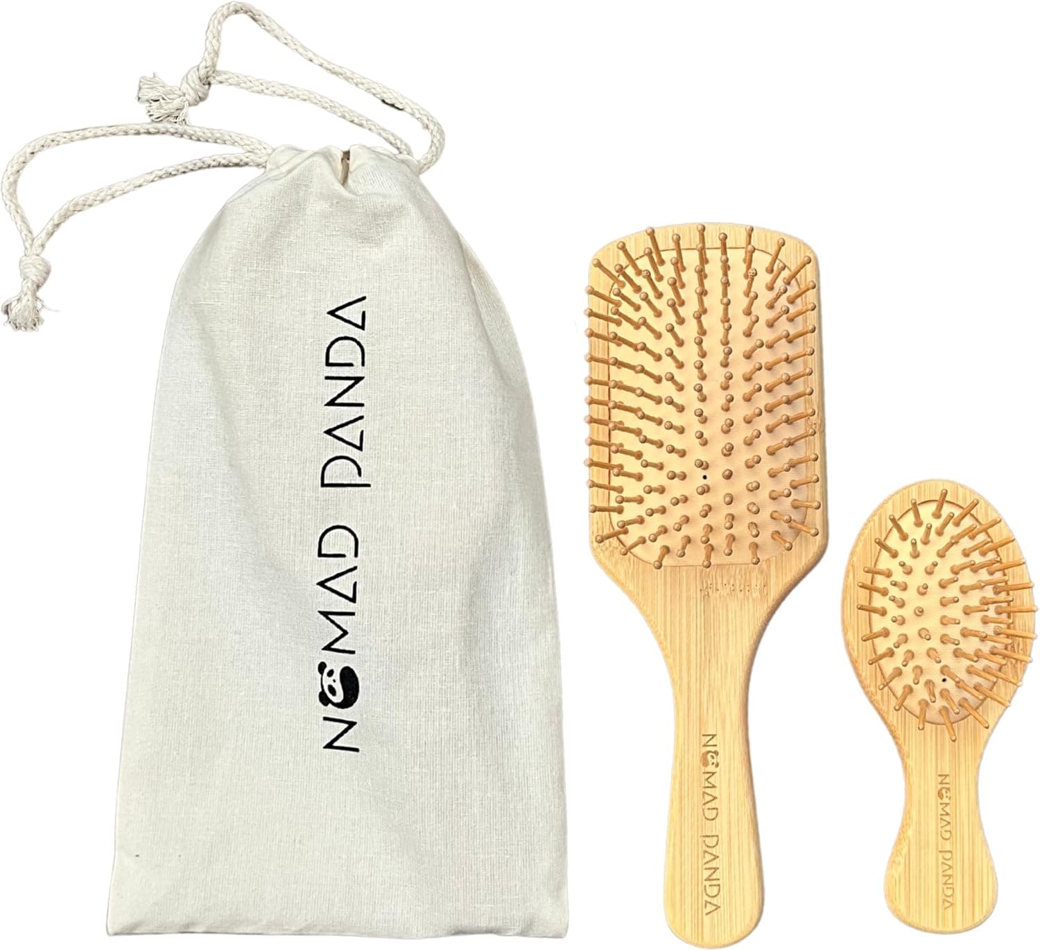 NomadPanda Natural Bamboo Hair Brush Set - Eco-friendly personal care product