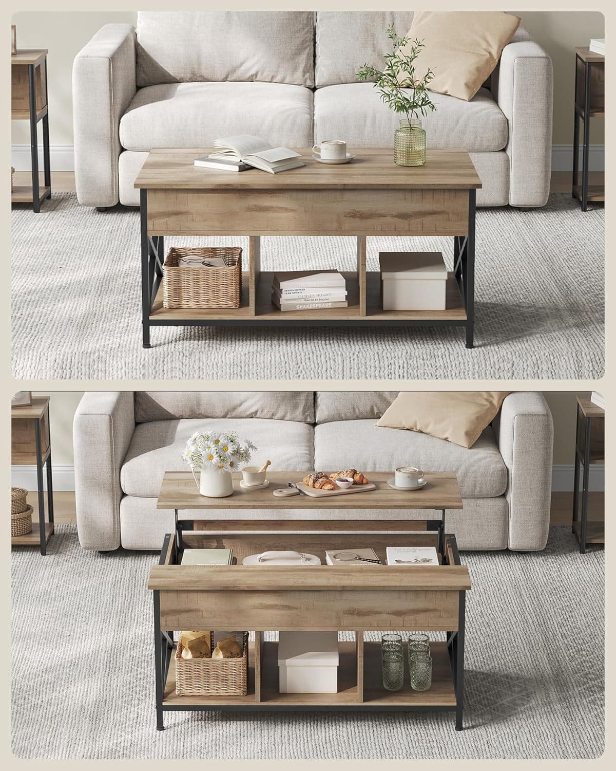 Lift‑Top Coffee Table with Storage - Thumbnail 4